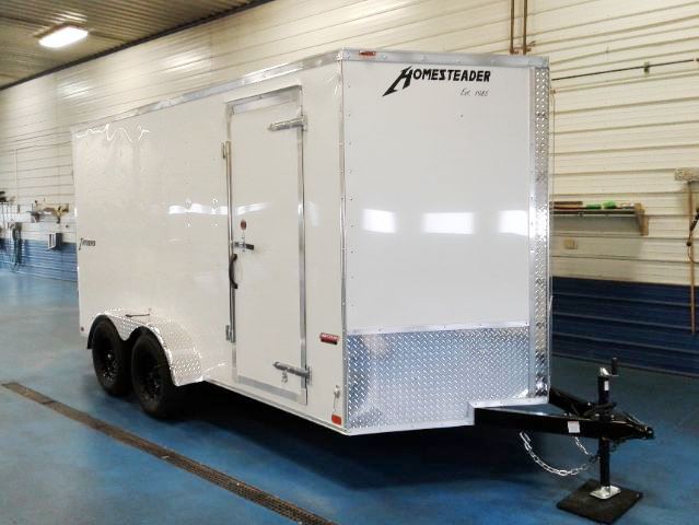 Homesteader 7x14 White Double Rear Door. Front